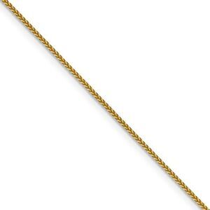 1mm 14k Yellow Gold Solid Square Wheat Chain Necklace, 18 Inch